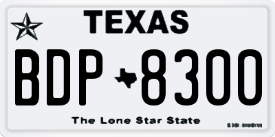 TX license plate BDP8300