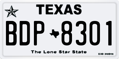 TX license plate BDP8301