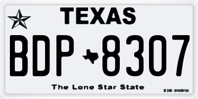 TX license plate BDP8307