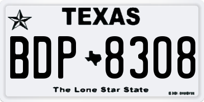 TX license plate BDP8308