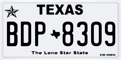 TX license plate BDP8309