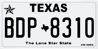 TX license plate BDP8310