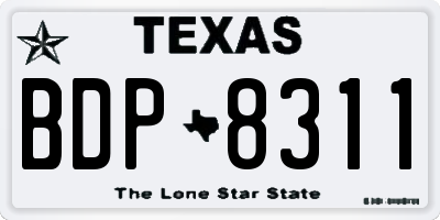 TX license plate BDP8311