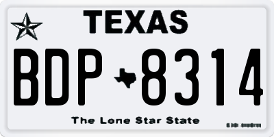 TX license plate BDP8314