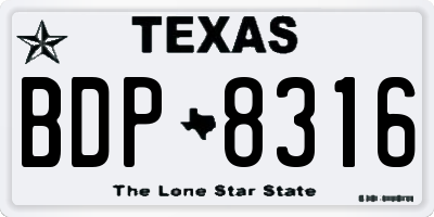 TX license plate BDP8316