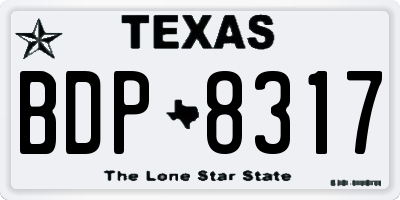 TX license plate BDP8317