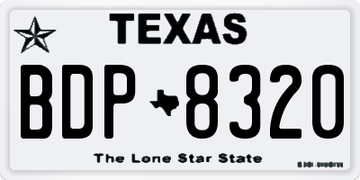 TX license plate BDP8320