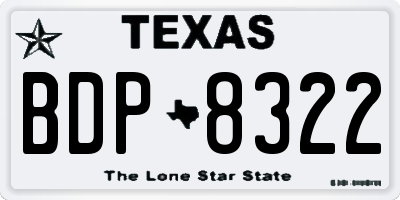 TX license plate BDP8322
