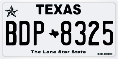 TX license plate BDP8325