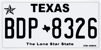 TX license plate BDP8326