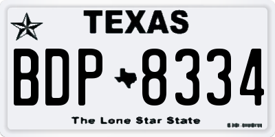 TX license plate BDP8334