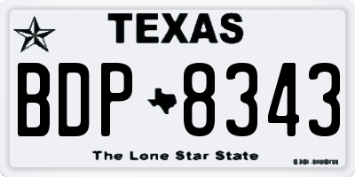 TX license plate BDP8343