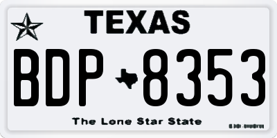 TX license plate BDP8353