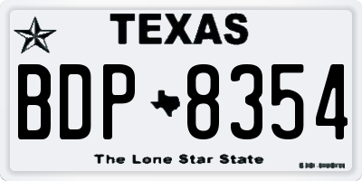 TX license plate BDP8354