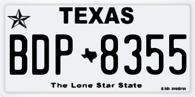 TX license plate BDP8355