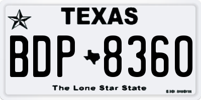TX license plate BDP8360