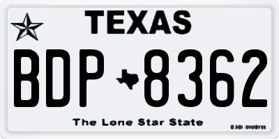 TX license plate BDP8362