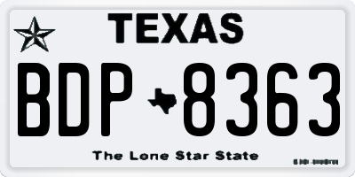 TX license plate BDP8363