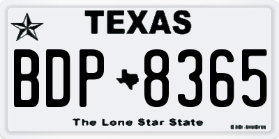 TX license plate BDP8365