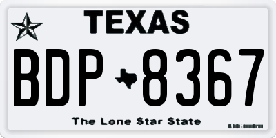 TX license plate BDP8367