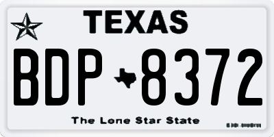 TX license plate BDP8372