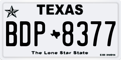 TX license plate BDP8377