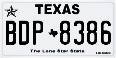 TX license plate BDP8386