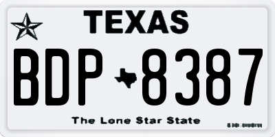 TX license plate BDP8387