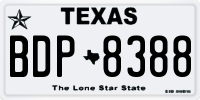 TX license plate BDP8388
