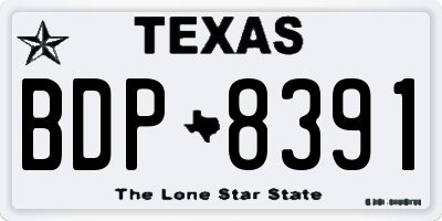 TX license plate BDP8391