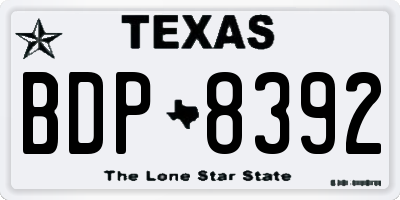 TX license plate BDP8392