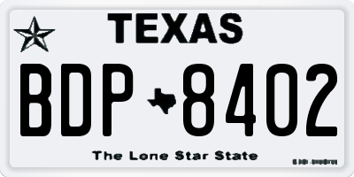 TX license plate BDP8402