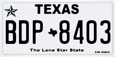 TX license plate BDP8403