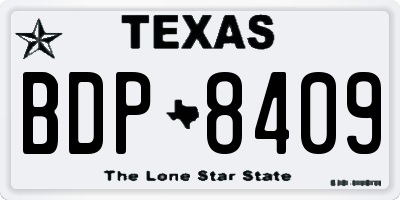 TX license plate BDP8409