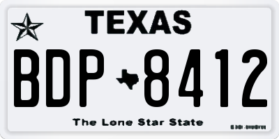 TX license plate BDP8412