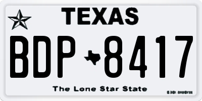 TX license plate BDP8417