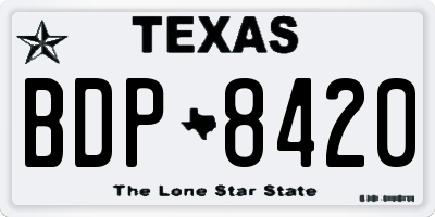 TX license plate BDP8420