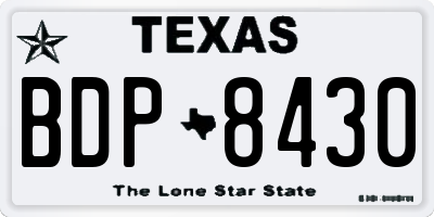 TX license plate BDP8430