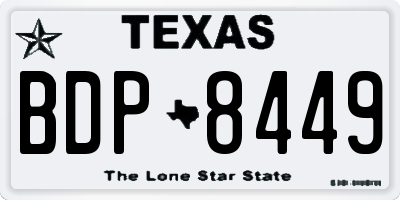 TX license plate BDP8449