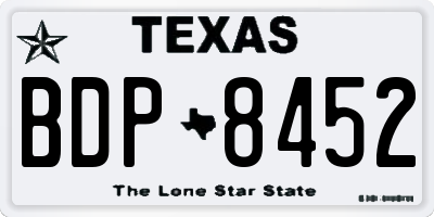 TX license plate BDP8452