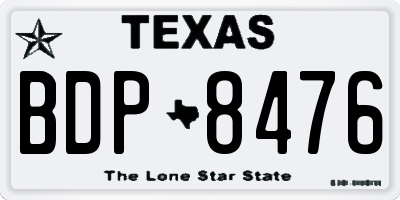 TX license plate BDP8476