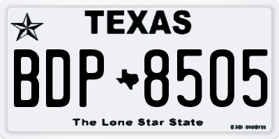 TX license plate BDP8505