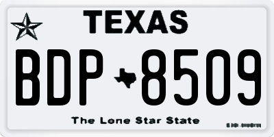 TX license plate BDP8509