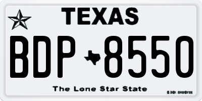 TX license plate BDP8550