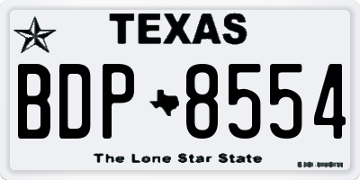 TX license plate BDP8554