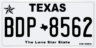 TX license plate BDP8562