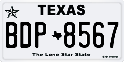 TX license plate BDP8567