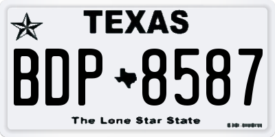 TX license plate BDP8587