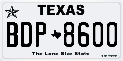TX license plate BDP8600