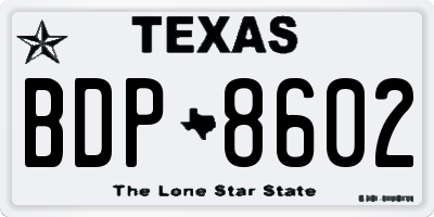 TX license plate BDP8602